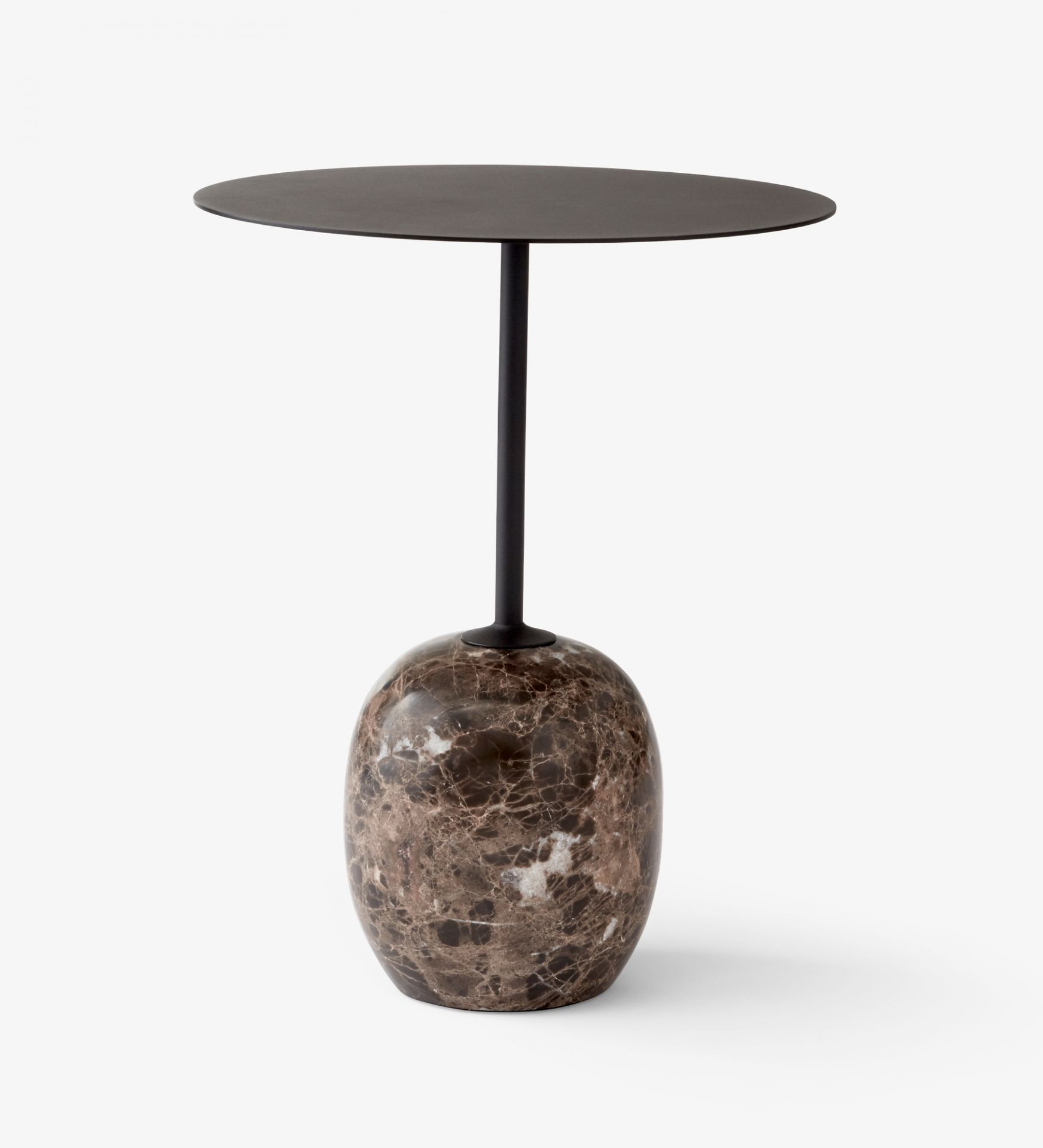 Lato Coffeetabel warm black H 50 cm with metal plate AndTradition